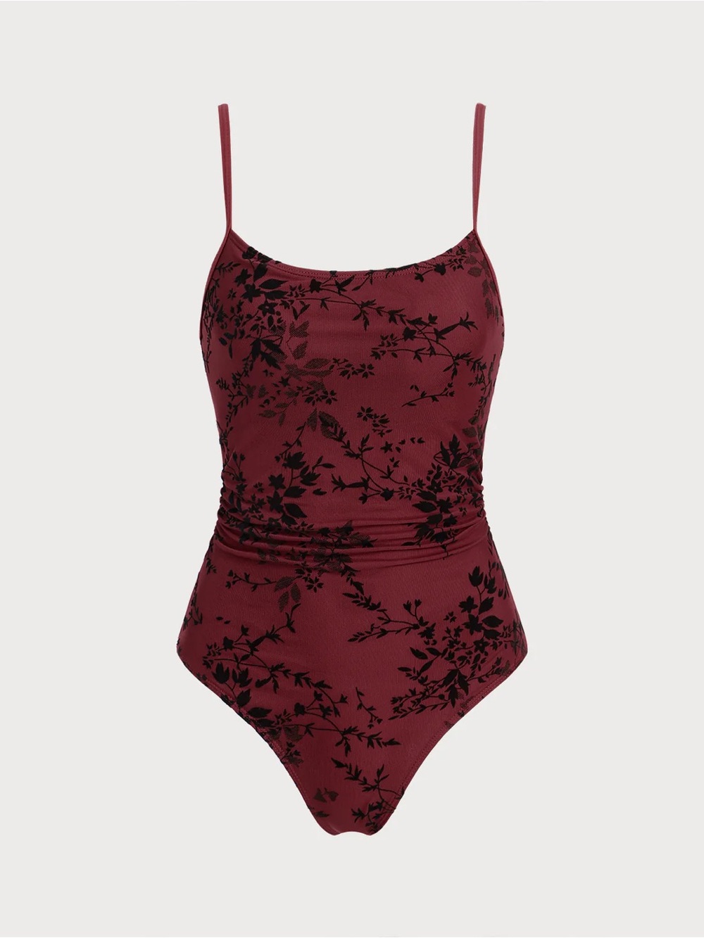 Rihoas Red and Black Velvet Floral One Piece Swimsuit Medium NWT